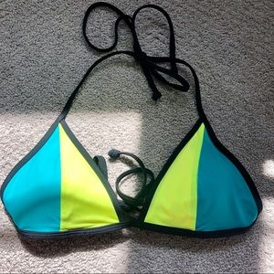 colorblocked triangle bikini top